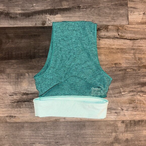 Outdoor Voices tri tone Slashback crop top bra Teal Green Blue Size XS - Picture 5 of 6